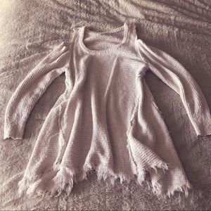 White cold shoulder sweater